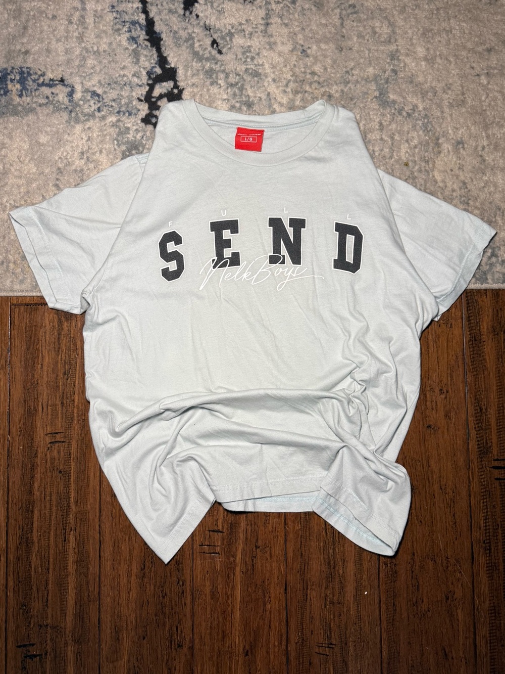 Full Send by Nelk Boys “SEND” Graphic T-Shirt Men’s Large Light Blue